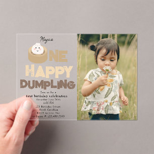 One Happy Dumpling Invite 1st First Birthday Photo Acrylic Invitations