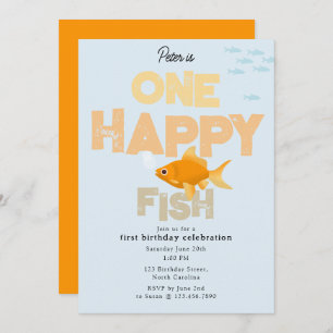 One Happy Fish Invite 1st Boy Girl Birthday