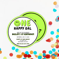 One Happy Gal 1st Birthday Smiley Face