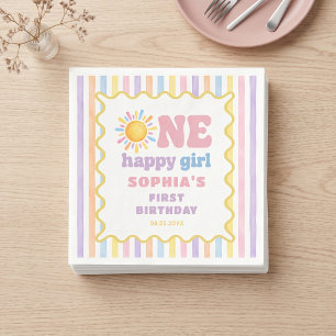 One Happy Girl 1st Birthday Sunshine Napkin