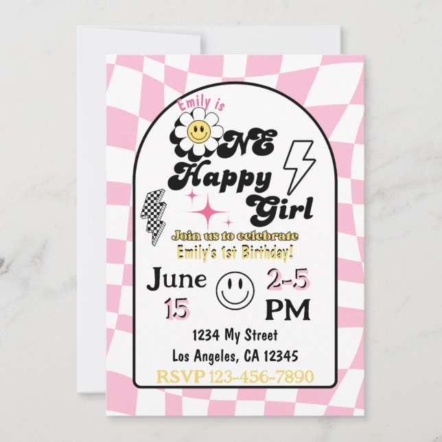 One Happy Girl Birthday Invitation (Front)
