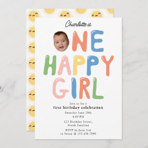 One Happy Girl Birthday Invite 1st Birthday Photo