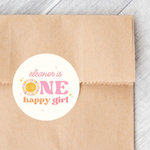 One Happy Girl Boho Sun 1st Birthday Stickers