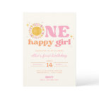 One Happy Girl Boho Sun First Birthday Invitation
