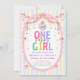 One Happy Girl Colourful 1st Birthday Party Invitation