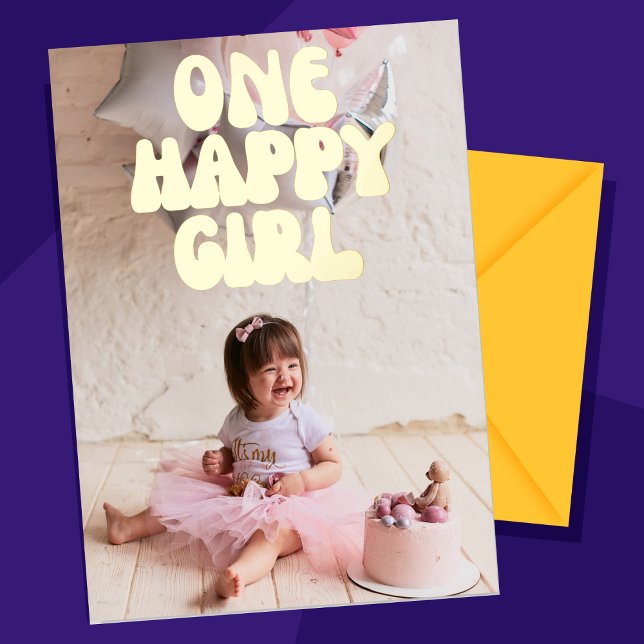 One Happy Girl Custom Photo 1st Birthday Gold (Creator Uploaded)