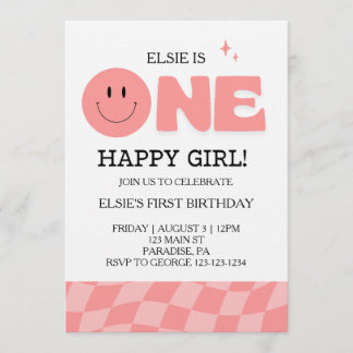 One Happy Girl First Birthday Invitation
