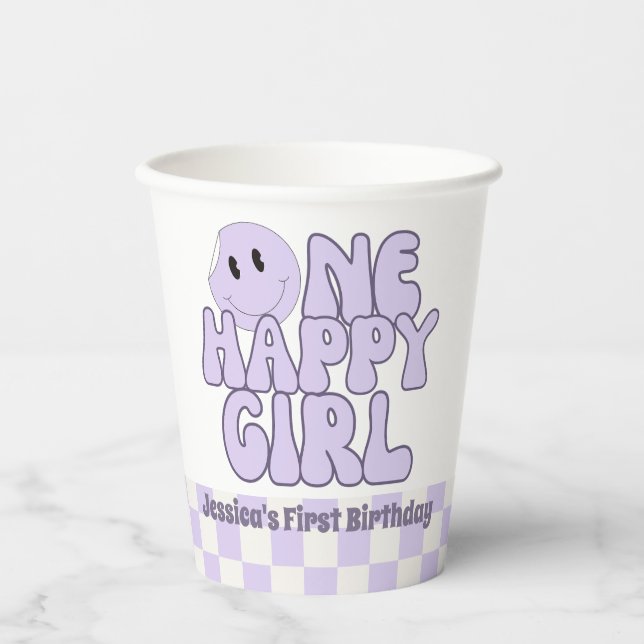 One Happy Girl First Birthday Pink   Paper Cups (Front)