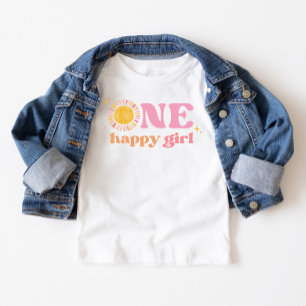 One Happy Girl Pink Boho Sun 1st Birthday Baby T-Shirt