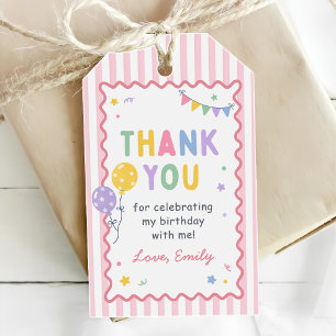 One Happy Girl Pink Colourful 1st Birthday Gift Tags