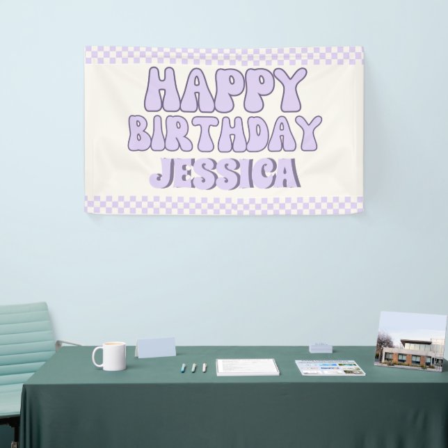 One Happy Girl Retro 1st Birthday  Banner (Tradeshow)