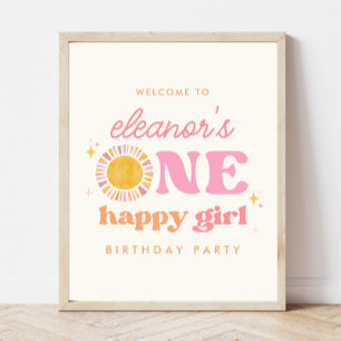 One Happy Girl Sun 1st Birthday Welcome Sign