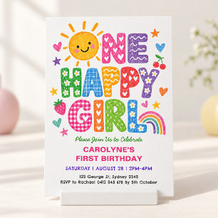 One Happy Girl: Sun Rainbow Girl First Birthday Invitation