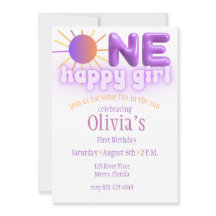 One Happy Girl, Sun theme Birthday Invitations