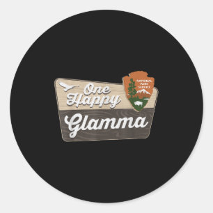 One Happy Glamma Camper Matching Birthday Decorati Classic Round Sticker
