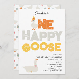 One Happy Goose Invite 1st  First Birthday Cute