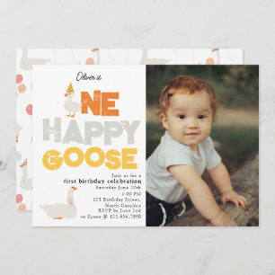 One Happy Goose Invite 1st  First Birthday Photo