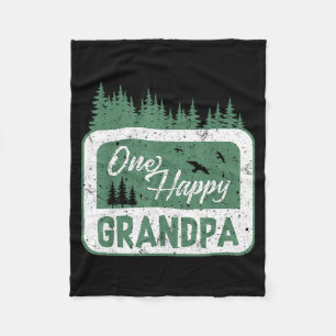 One Happy Grandpa Camper 1st Birthday Camng Bear  Fleece Blanket