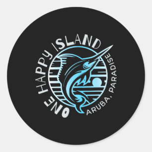 One Happy Island Aruba Shirt Sail Fish Fishing Typ Classic Round Sticker