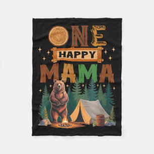 One Happy Mama Camper 1st Birthday Camng Bear  Fleece Blanket