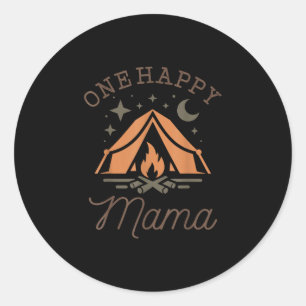 One happy mama camper 1st birthday camping family classic round sticker
