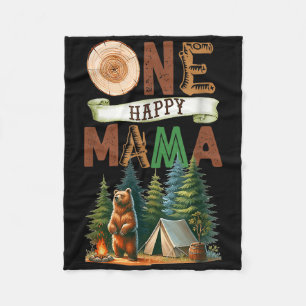 One Happy Mama Camper First Birthday Camping Bear Fleece Blanket