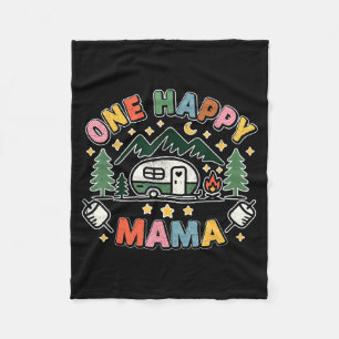 One Happy Mama Camper First Birthday Camping Famil Fleece Blanket