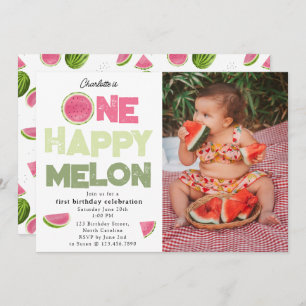 One Happy Melon 1st Summer Birthday Photo Invitation