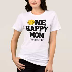 One Happy Mom Matching Birthday Tri-Blend Shirt