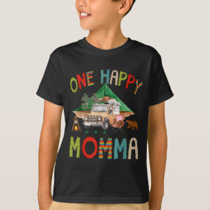 One Happy Momma Camper 1st Birthday Boy Camping T-Shirt