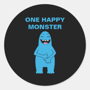 One Happy Monster Halloween Birthday Custom Text Classic Round Sticker