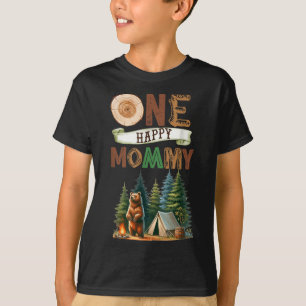 One Happy Mummy Camper First Birthday Camping Bear T-Shirt