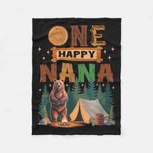 One Happy Nana Camper 1st Birthday Camng Bear Fleece Blanket