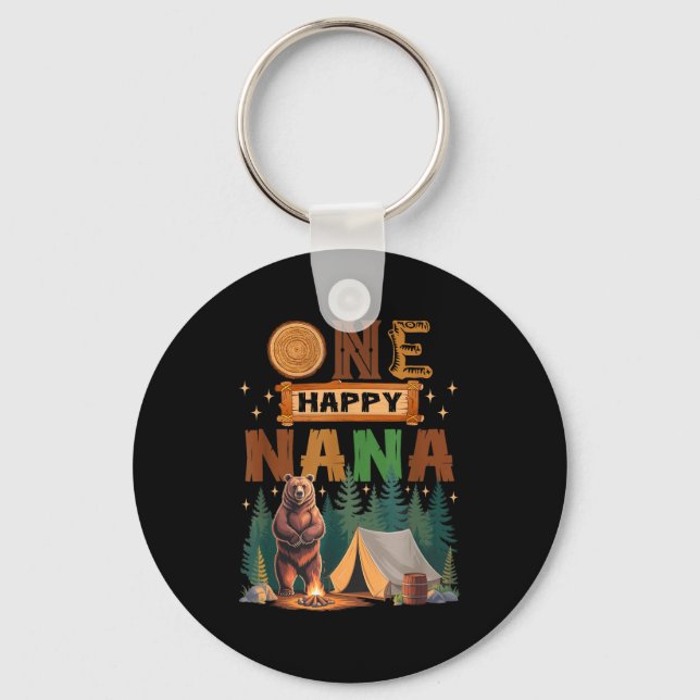 One Happy Nana Camper 1st Birthday Camng Bear  Key Ring (Front)