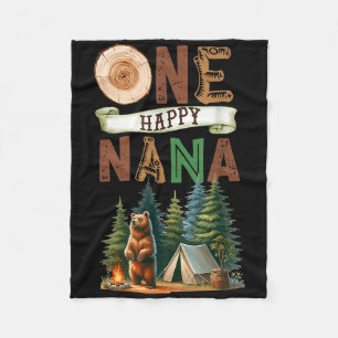 One Happy Nana Camper First Birthday Camping Bear Fleece Blanket