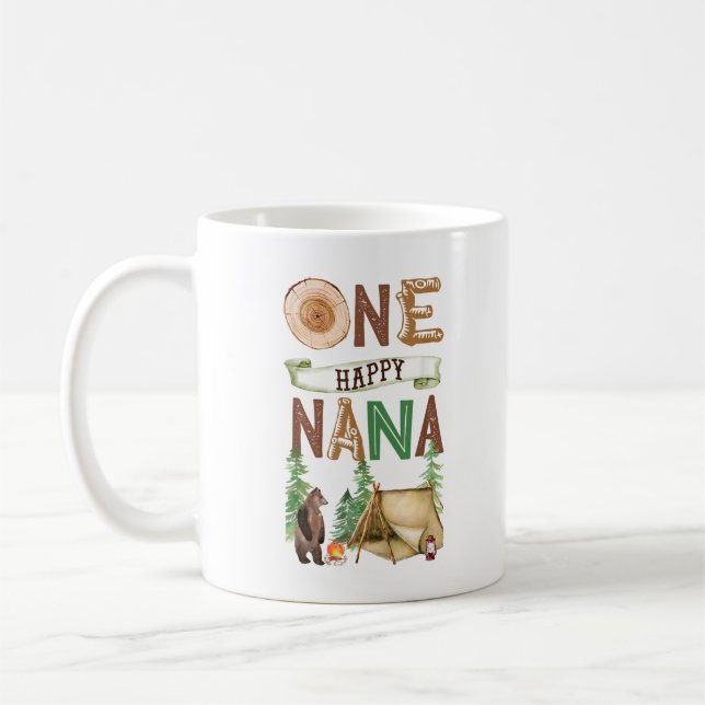 One Happy Nana Camper First Birthday Camping Grand Coffee Mug (Left)