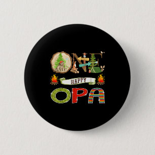 One Happy Opa Camper 1st Birthday Camng Bear  6 Cm Round Badge
