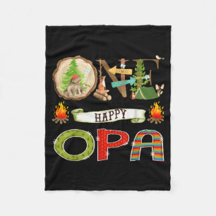 One Happy Opa Camper 1st Birthday Camng Bear  Fleece Blanket