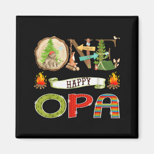 One Happy Opa Camper 1st Birthday Camng Bear  Magnet
