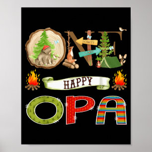 One Happy Opa Camper 1st Birthday Camng Bear  Poster