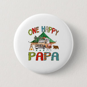 One Happy Papa Camper 1st Birthday Boy Camng Bear 6 Cm Round Badge