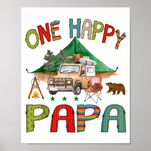 One Happy Papa Camper 1st Birthday Boy Camng Bear Poster