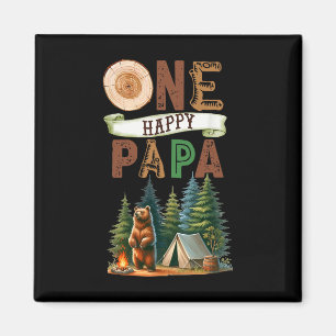 One Happy Papa Camper First Birthday Camping Bear Magnet
