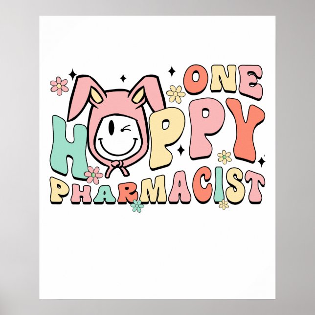 one happy pharmacist, retro, vintage poster (Front)
