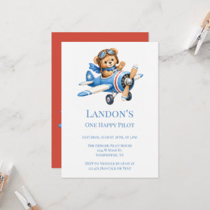 One Happy Pilot 1st. Boy’s Birthday Party  Invitation