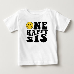 One Happy Sis Smile Boy 1st Birthday Matching  Baby T-Shirt