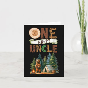 One Happy Uncle Camper First Birthday Camping Bear Card