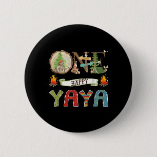 One Happy Yaya Camper 1st Birthday Camping Bear 6 Cm Round Badge