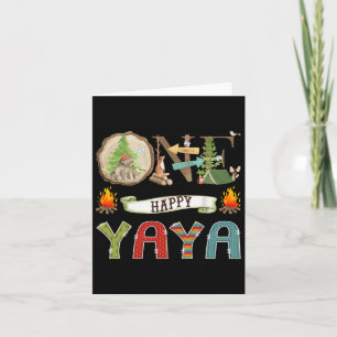 One Happy Yaya Camper 1st Birthday Camping Bear  Card