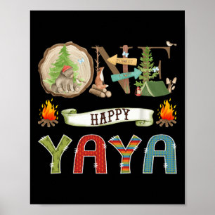 One Happy Yaya Camper 1st Birthday Camping Bear Poster